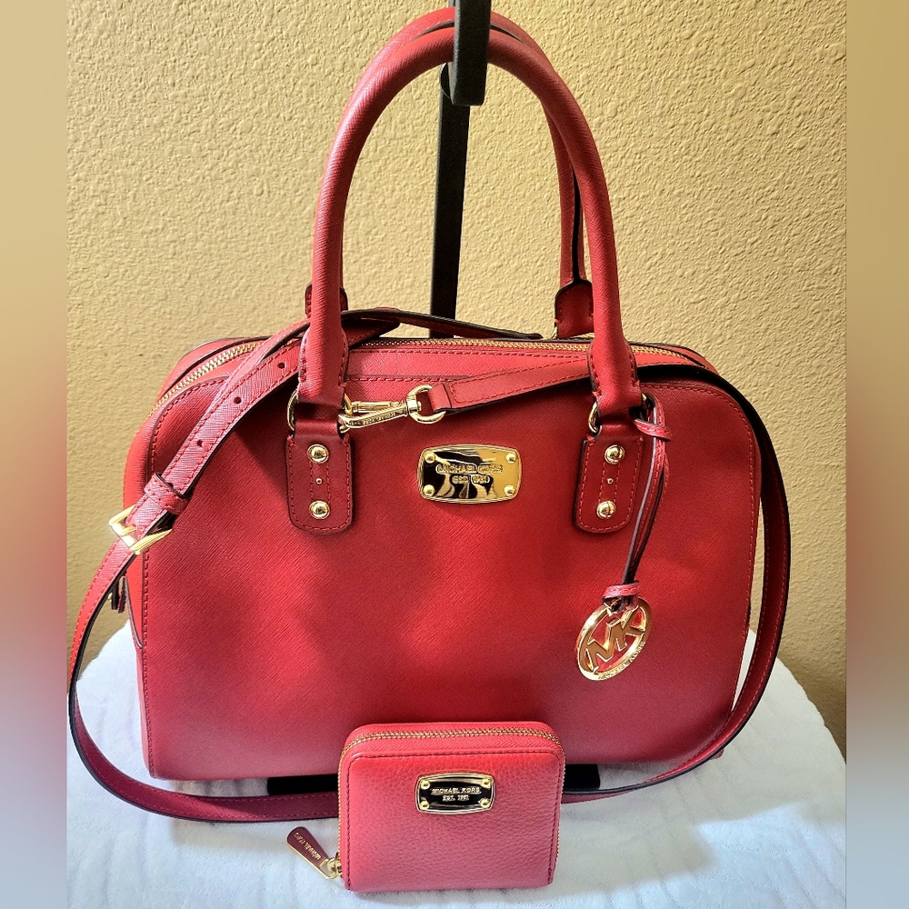 #24. Michael Kors Red Leather Satchel